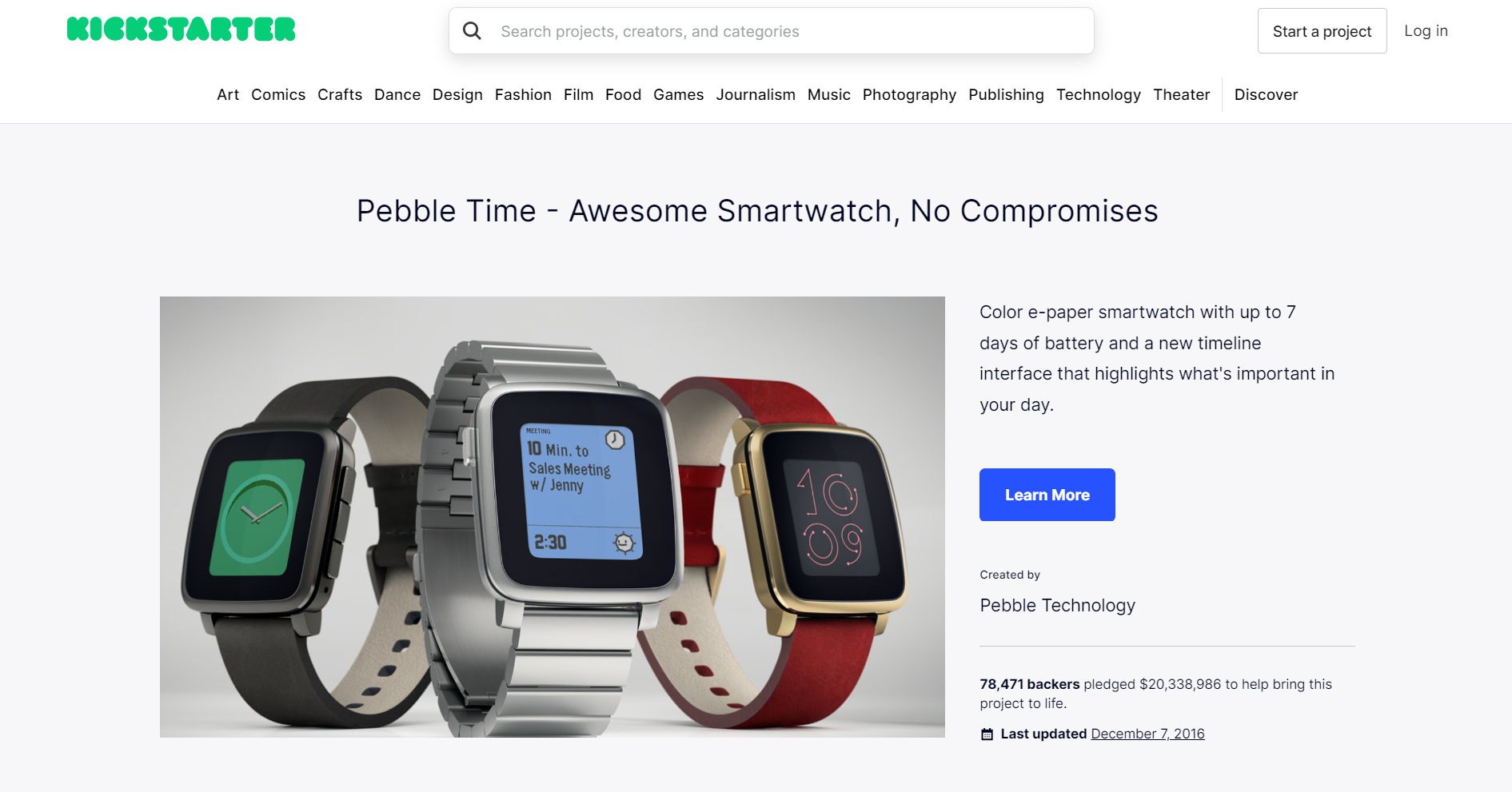 Example 1: Pebble Smartwatch