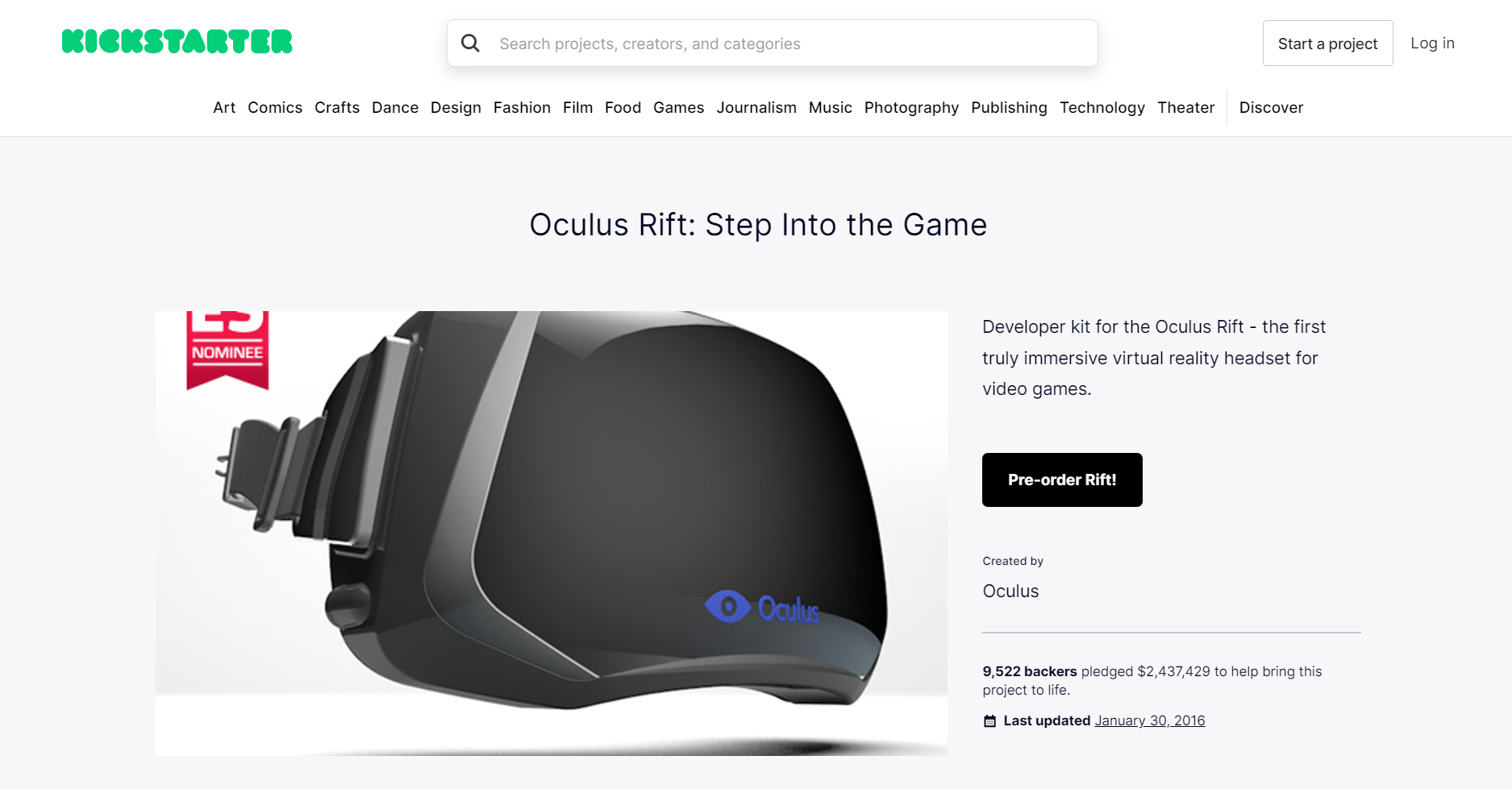 Example 2: Oculus Rift