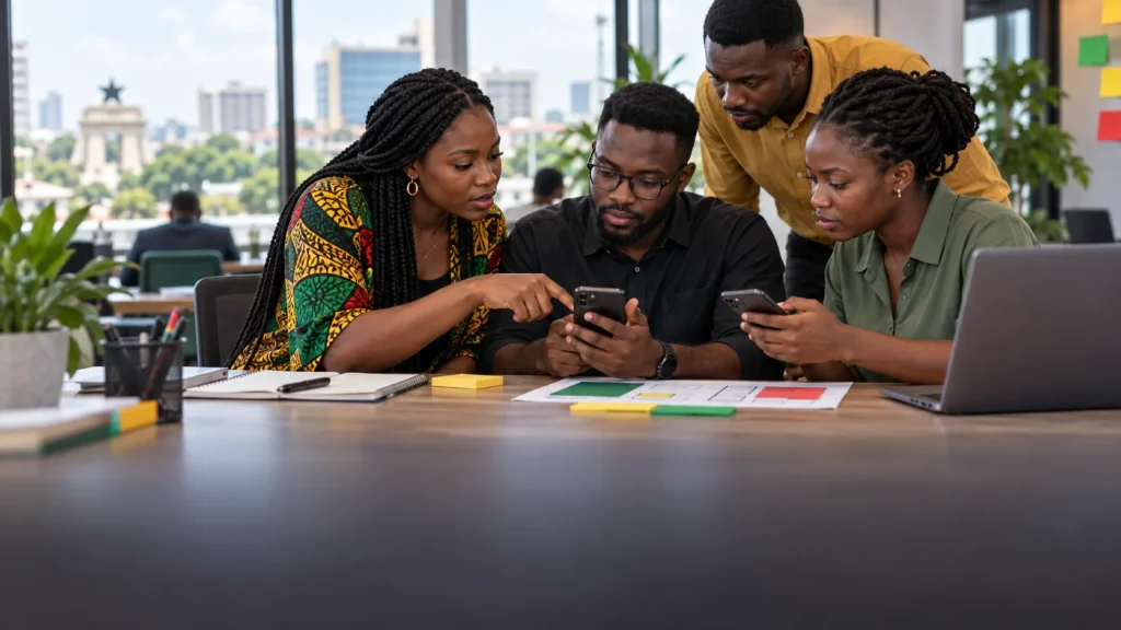 A Ghanaian mobile team testing price clarity, purchase confirmation and entitlement recovery on an unbranded app