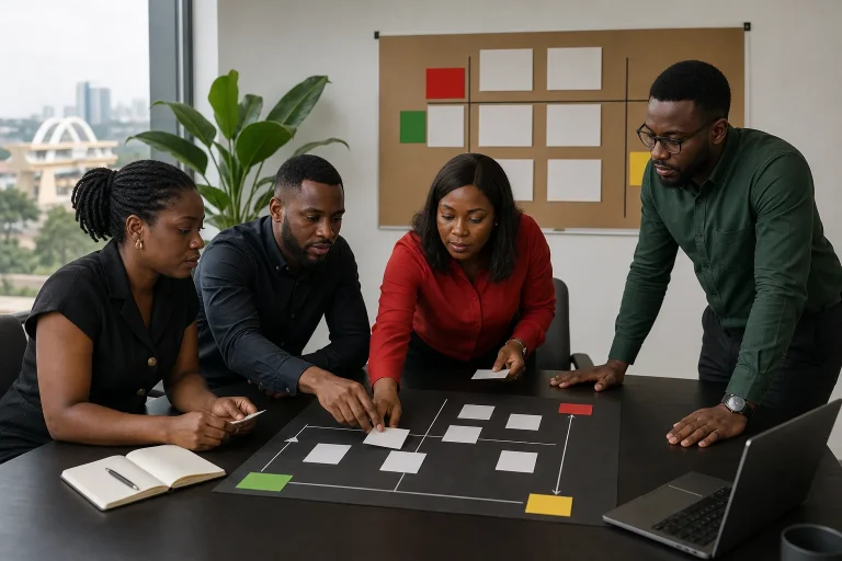 Ghanaian sales and marketing professionals building a shared lead qualification matrix.